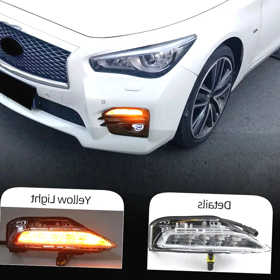 Car Front LED Daytime Running Light DRL turn Signal For Infiniti Q50 Q50S Sport Model 2014 - 2020 Fog lamp Cover Grill
Car Front LED Daytime Running Light DRL turn Signal For Infiniti Q50 Q50S Sport Model 2014 - 2020 Fog lamp Cover Grill