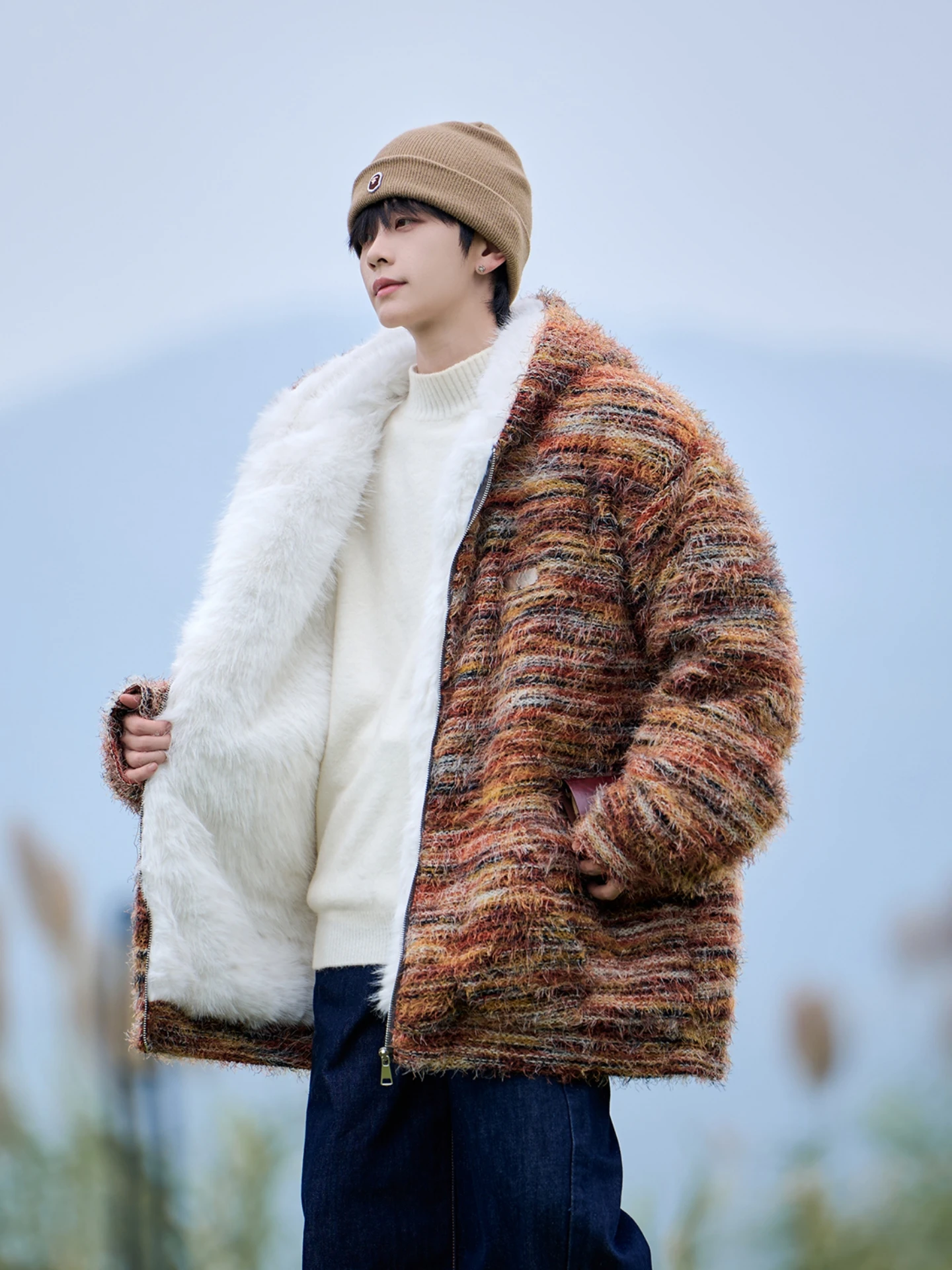 Men's Thiened Silver Fur Lined Cotton Jaet Winter Warm Hooded Zipper Closure Long Sve Youth Faion Basic Sle
Men's Thiened Silver Fur Lined Cotton Jaet Winter Warm Hooded Zipper Closure Long Sve Youth Faion Basic Sle