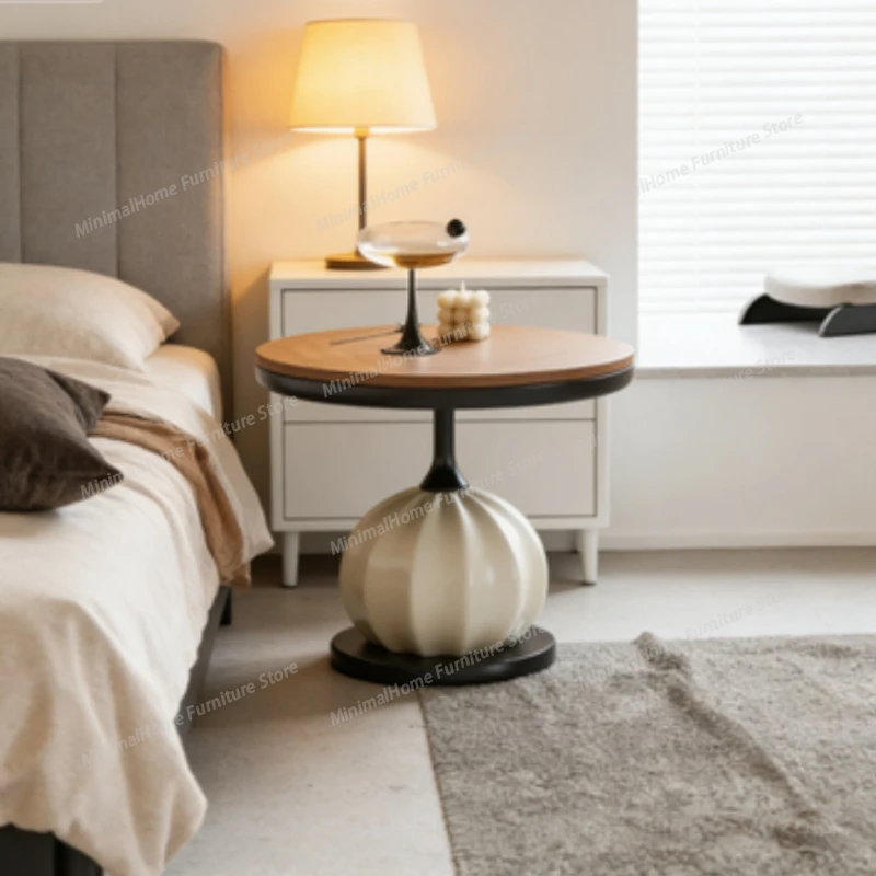 Modern minimalist pumpkin-shaped side table, round wooden tabletop nightstand, living room and bedroom sofa side table
Modern minimalist pumpkin-shaped side table, round wooden tabletop nightstand, living room and bedroom sofa side table