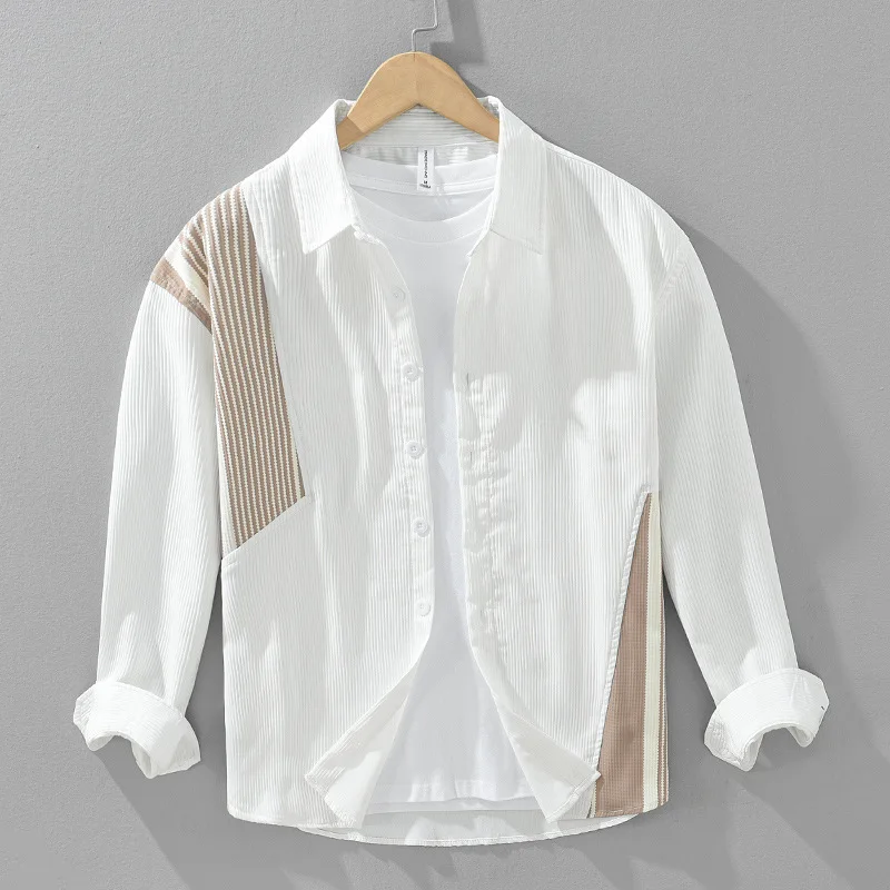 2024 Autumn New Mens Long Sleeve Shirt Streetwear Men Loose Tops Causal Striped Patchwork Designer Shirt Fashion Men's Clothing
2024 Autumn New Mens Long Sleeve Shirt Streetwear Men Loose Tops Causal Striped Patchwork Designer Shirt Fashion Men's Clothing