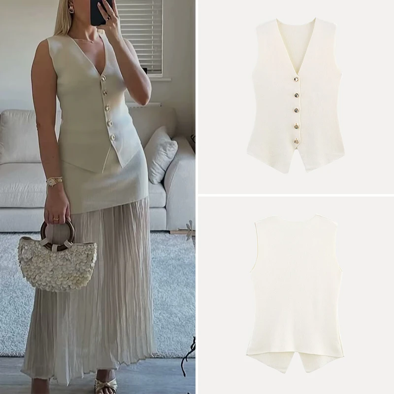 Spring 2025 Women's Faion Knitted Vest Svel V-Ne Simple Versatile Street Sle Pure Color Polyester Casual Wear
Spring 2025 Women's Faion Knitted Vest Svel V-Ne Simple Versatile Street Sle Pure Color Polyester Casual Wear
