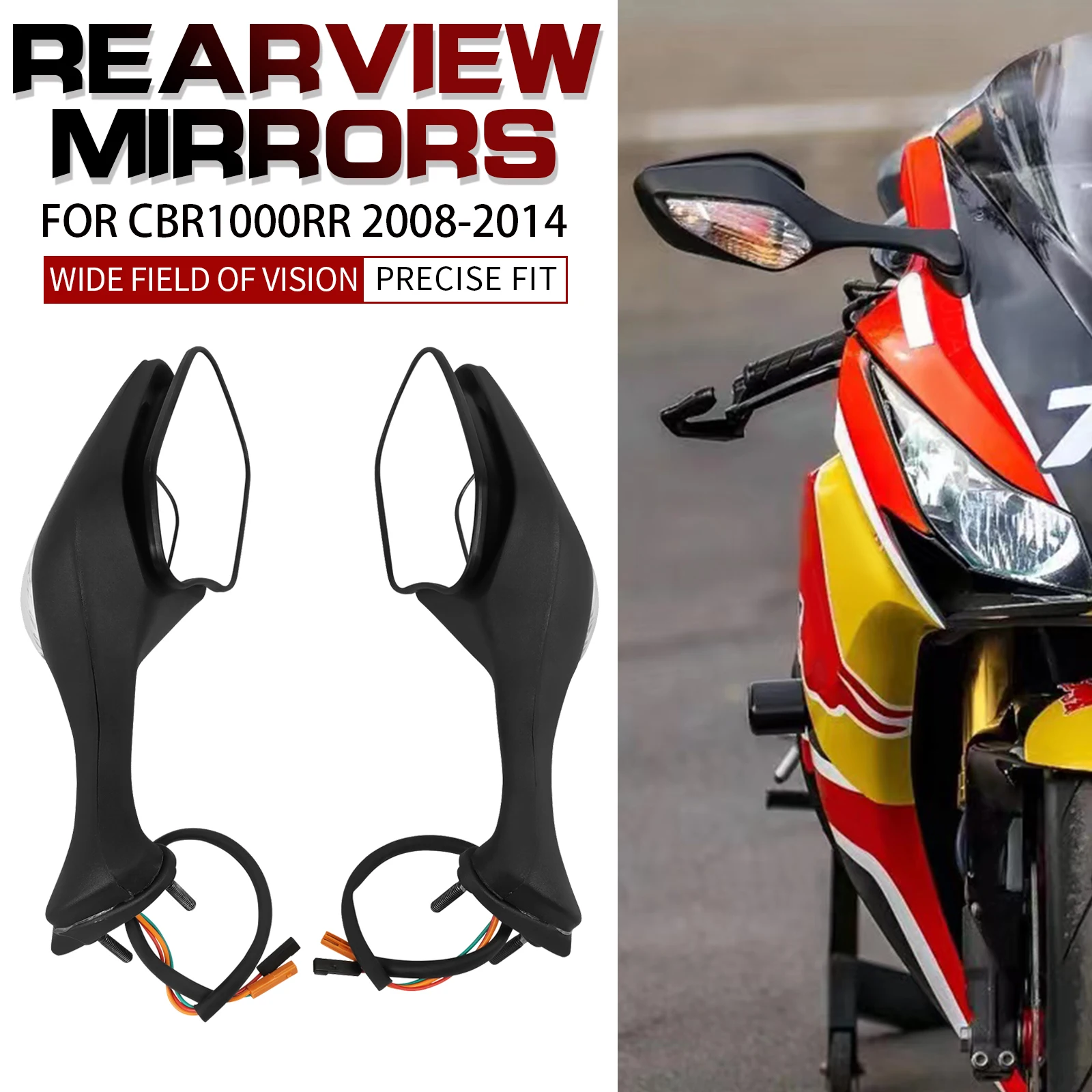 For Honda CBR1000RR CBR1000 RR CBR 1000 RR 2008-2013 2014 Motorcycle Mirrors With Turn Signal Light LED Side Rearview Mirror
For Honda CBR1000RR CBR1000 RR CBR 1000 RR 2008-2013 2014 Motorcycle Mirrors With Turn Signal Light LED Side Rearview Mirror