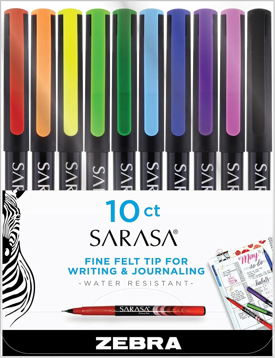 0.8mm Felt Tip Pens, Assorted Colors, Fast-Drying, Archival Quality, 10-Pack
0.8mm Felt Tip Pens, Assorted Colors, Fast-Drying, Archival Quality, 10-Pack