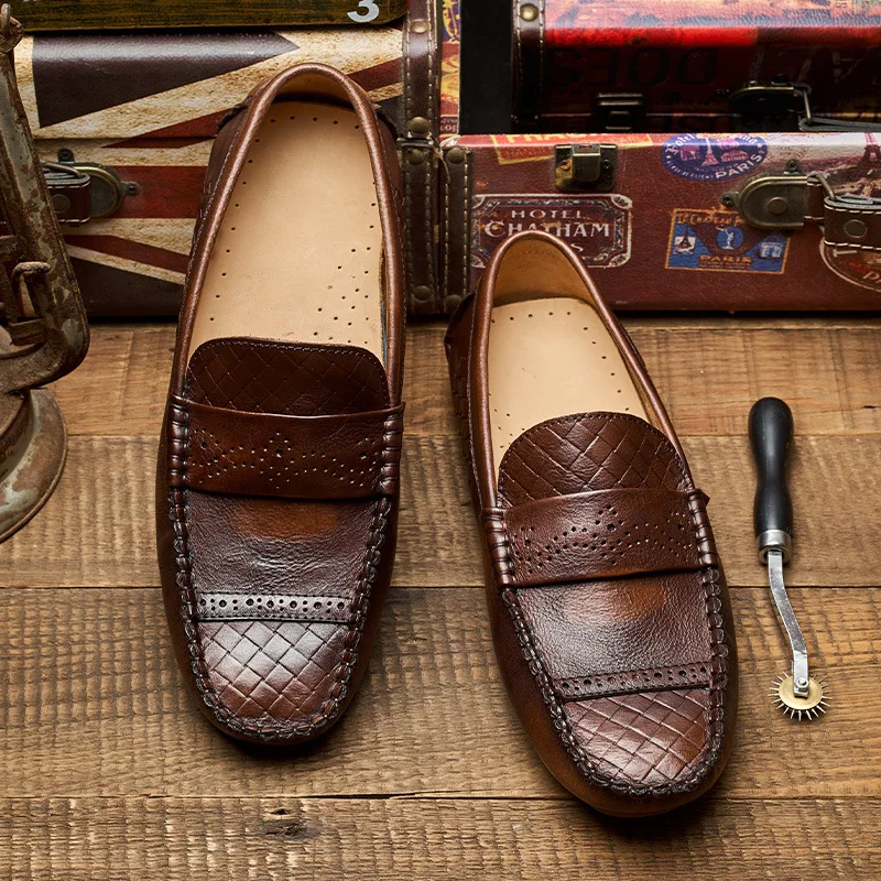 Leisure Men's High-end Summer Soft Loafers Genuine Leather Korean Light-weight Concise Driving Car Shoes Slip-on Flats
Leisure Men's High-end Summer Soft Loafers Genuine Leather Korean Light-weight Concise Driving Car Shoes Slip-on Flats
