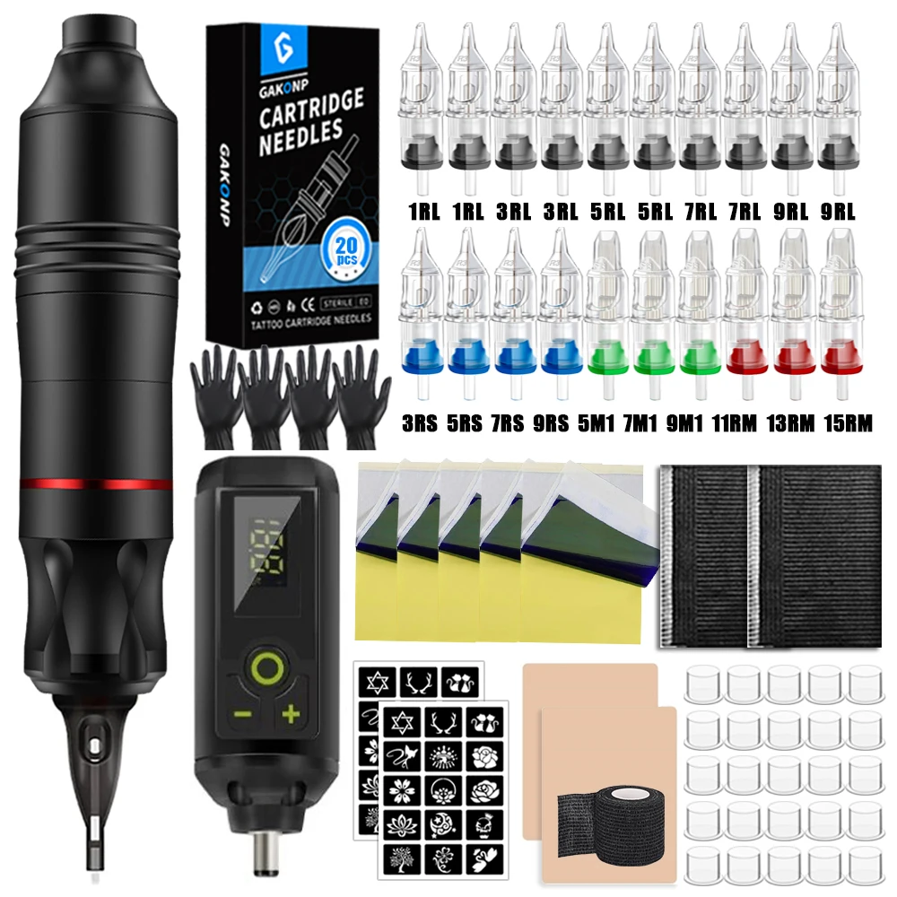 Professional Wireless Tattoo Machine Kit with Wireless Power Tattoo Cartridge Needles Tattoo Pen Kit for Tattoo Beginner Set
Professional Wireless Tattoo Machine Kit with Wireless Power Tattoo Cartridge Needles Tattoo Pen Kit for Tattoo Beginner Set