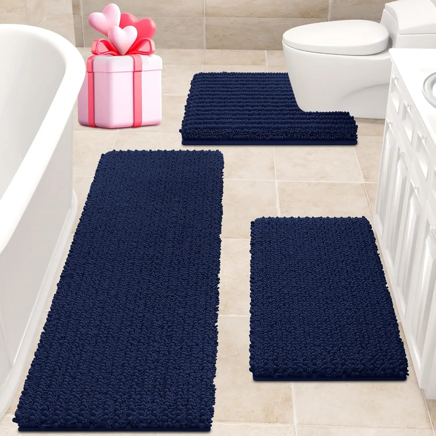 Upgrade Extra Large Navy Blue Bathroom Rug Set 3 Pieces Ultra Soft, Thick Absorbent Bath Mats
Upgrade Extra Large Navy Blue Bathroom Rug Set 3 Pieces Ultra Soft, Thick Absorbent Bath Mats