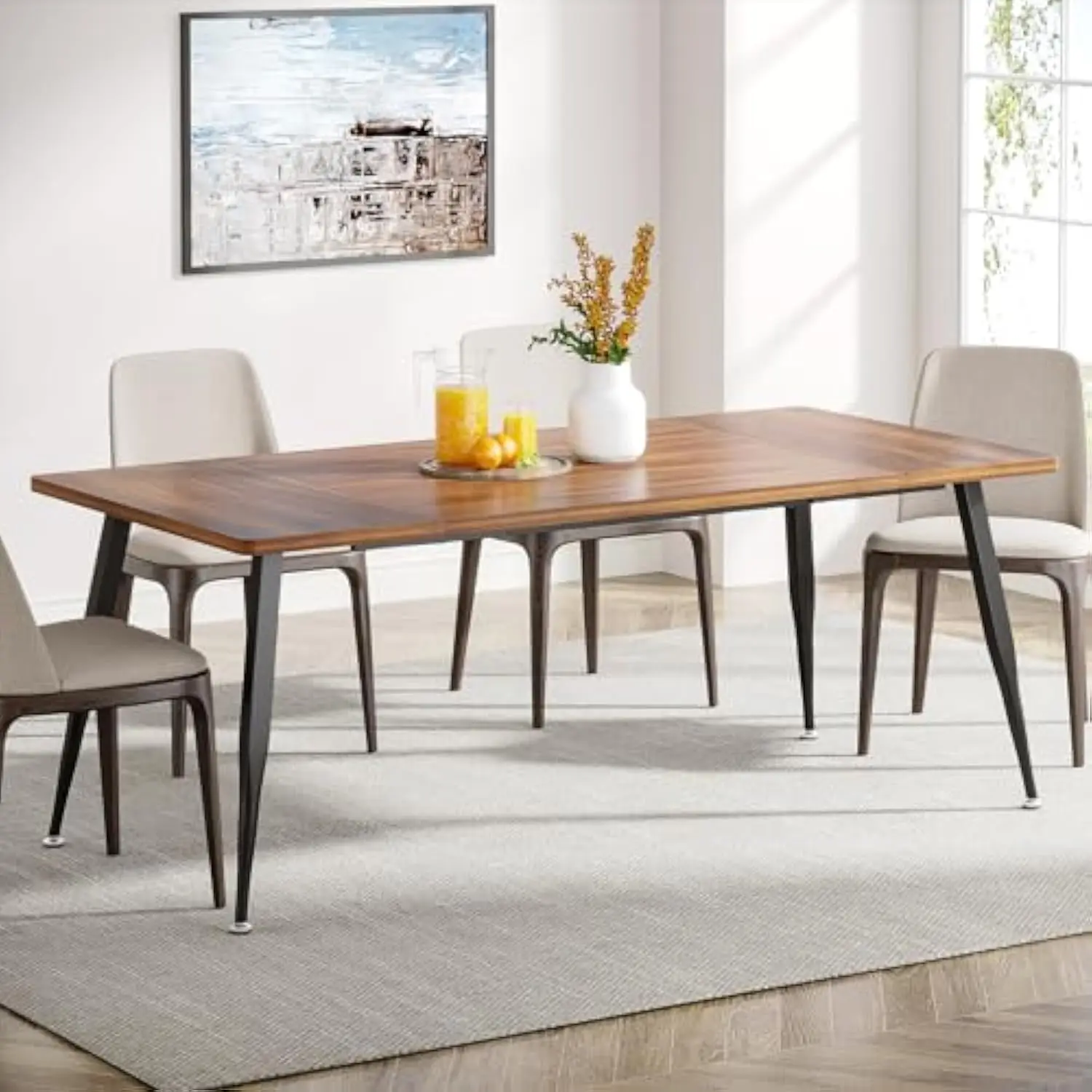 70.9 Inch Large Dining Table for 6 to 8, Industrial Kitchen Table Furniture with Metal Legs, Modern Faux Wood Rectangular Dinn
70.9 Inch Large Dining Table for 6 to 8, Industrial Kitchen Table Furniture with Metal Legs, Modern Faux Wood Rectangular Dinn