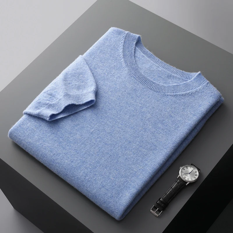 Summer new men's T-shirt 100% pure wool pullover short sleeved round neck solid color loose knit sweater business casual top
Summer new men's T-shirt 100% pure wool pullover short sleeved round neck solid color loose knit sweater business casual top