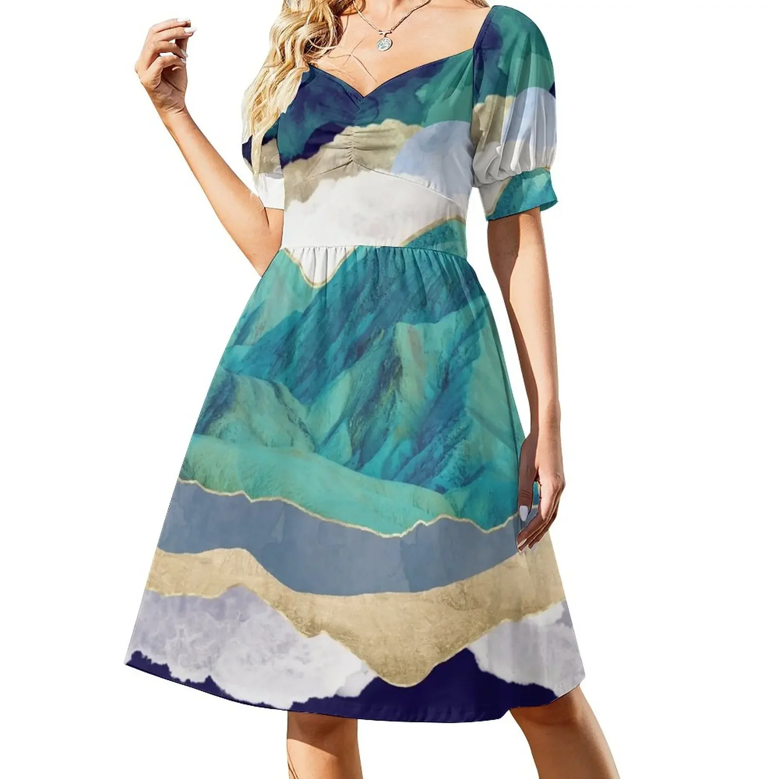 Teal Mountains Short-Sleeved Dress chic and elegant woman dress dress for woman summer dresses womens 2025
Teal Mountains Short-Sleeved Dress chic and elegant woman dress dress for woman summer dresses womens 2025