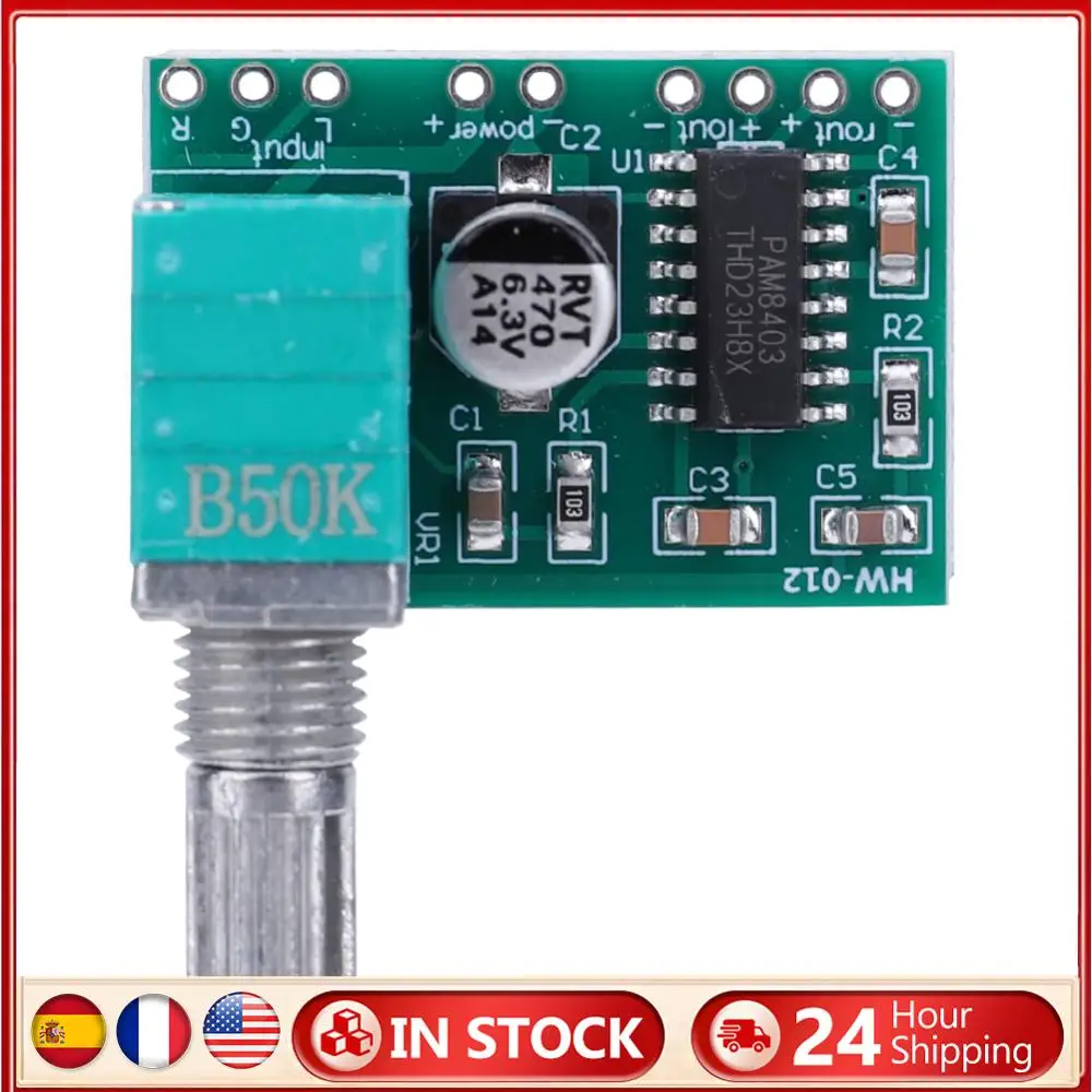 PAM8403 Модуль усилителя звука голоса 3 Вт * 2 Модуль усилителя мощности звука с регулятором громкости USB-питание
PAM8403 Модуль усилителя звука голоса 3 Вт * 2 Модуль усилителя мощности звука с регулятором громкости USB-питание