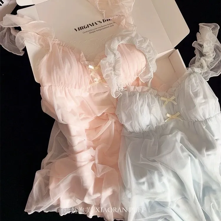 Sweet Mesh Camisole Nightgown Sexy Lingerie Princess Style Sleepwear Summer Women's Home Wear Sleepwear
Sweet Mesh Camisole Nightgown Sexy Lingerie Princess Style Sleepwear Summer Women's Home Wear Sleepwear
