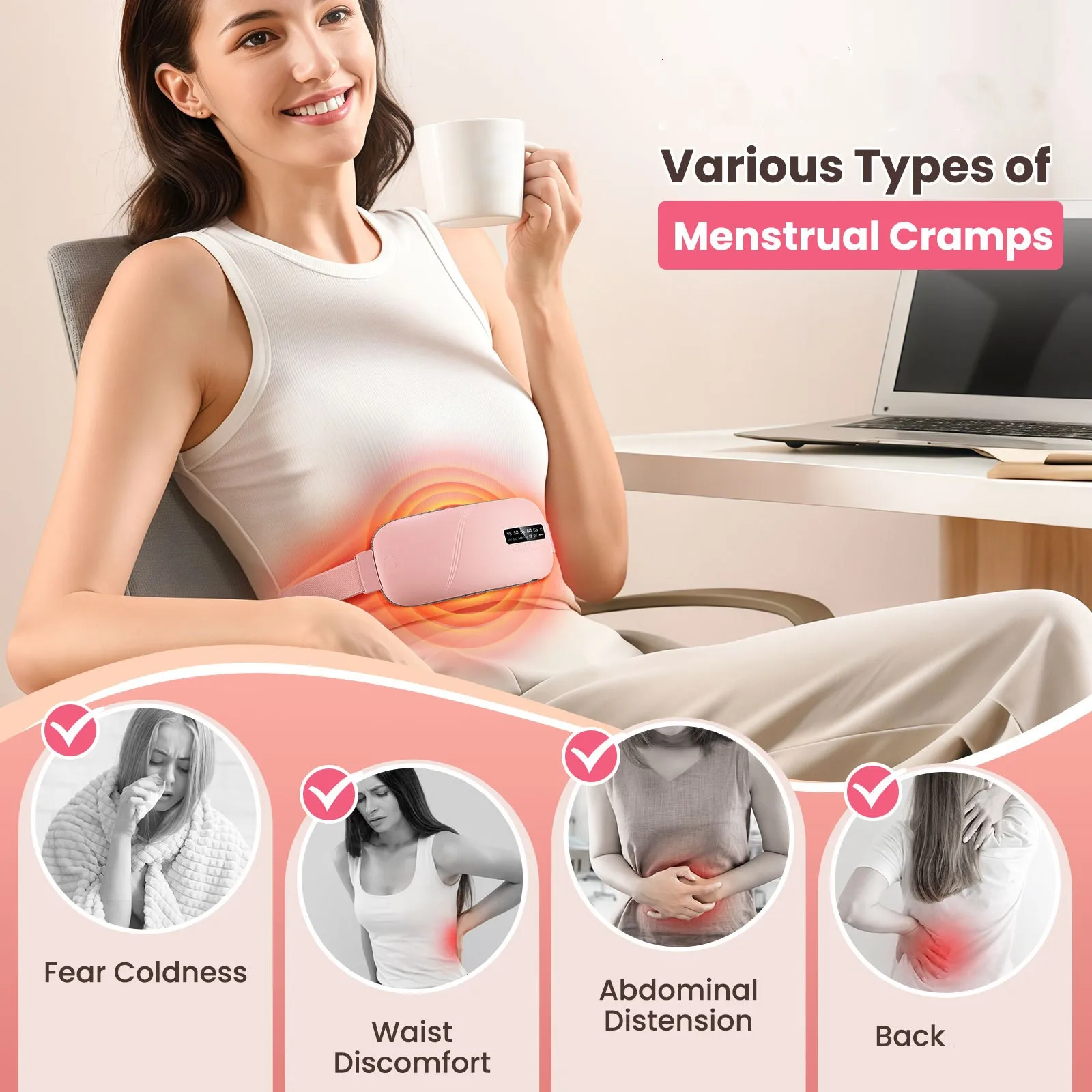 Smart Vibration Massage Belt Women Menstrual Heating Pads Effective Waist Massager
Smart Vibration Massage Belt Women Menstrual Heating Pads Effective Waist Massager