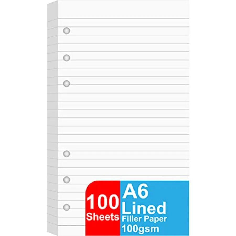 A6 Lined Refill Paper, / Pages Loose Leaf Paper for Filofax Person Binders, 6 Holes Punched, 100gsm Ruled White Filler Paper, 3
A6 Lined Refill Paper, / Pages Loose Leaf Paper for Filofax Person Binders, 6 Holes Punched, 100gsm Ruled White Filler Paper, 3