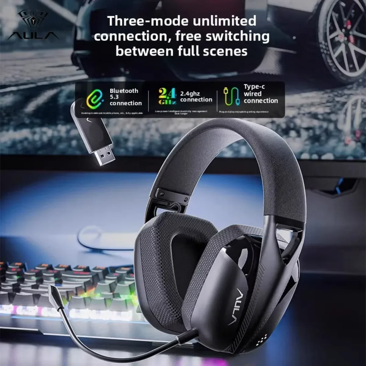 AULA S8 Wireless Headphones Bluetooth Headset Esports Computer Tri-mode Lightweight with Mic for PC Laptops Gaming Headphones
AULA S8 Wireless Headphones Bluetooth Headset Esports Computer Tri-mode Lightweight with Mic for PC Laptops Gaming Headphones