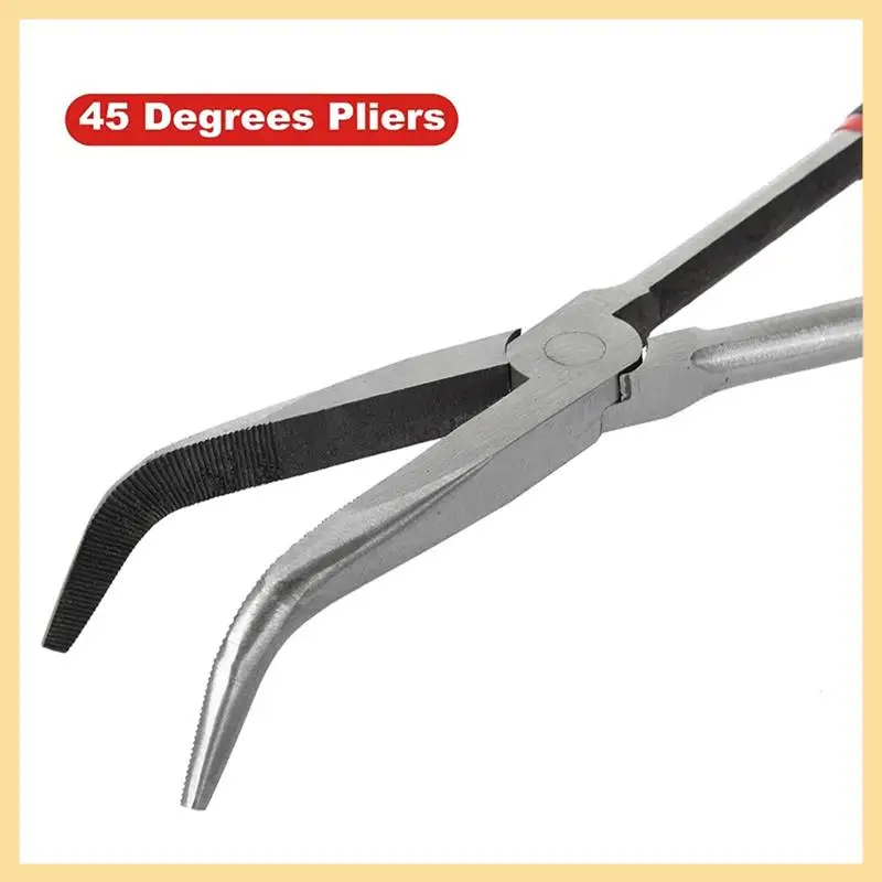 Pliers Accessories 11-Inch Long Needle-Nosed Pliers Include Straight, 45-Degree, 90-Degree And O-Type Pliers
Pliers Accessories 11-Inch Long Needle-Nosed Pliers Include Straight, 45-Degree, 90-Degree And O-Type Pliers