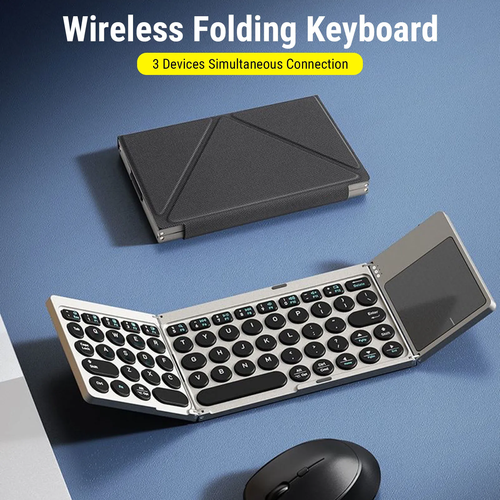 Foldable Bluetooth Keyboard Portable Wireless Keyboard with PU Leather Cover Touchpad for Tablet Laptop Smartphone
Foldable Bluetooth Keyboard Portable Wireless Keyboard with PU Leather Cover Touchpad for Tablet Laptop Smartphone