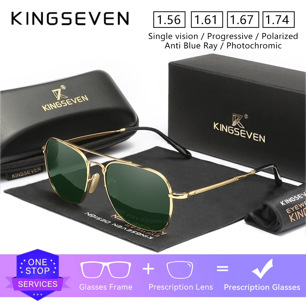 KINGSEVEN модные модные солнцезащитные очки по рецепту квадратная оправа из сплава для близорукости и дальнозоркости очки для мужчин и женщин очки с оптическими линзами
KINGSEVEN модные модные солнцезащитные очки по рецепту квадратная оправа из сплава для близорукости и дальнозоркости очки для мужчин и женщин очки с оптическими линзами