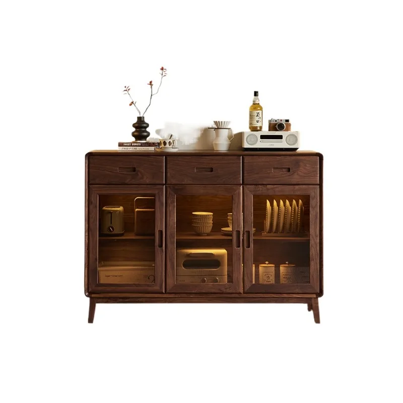 North American black walnut dining side cabinet Nordic simple home living room wall solid wood locker
North American black walnut dining side cabinet Nordic simple home living room wall solid wood locker