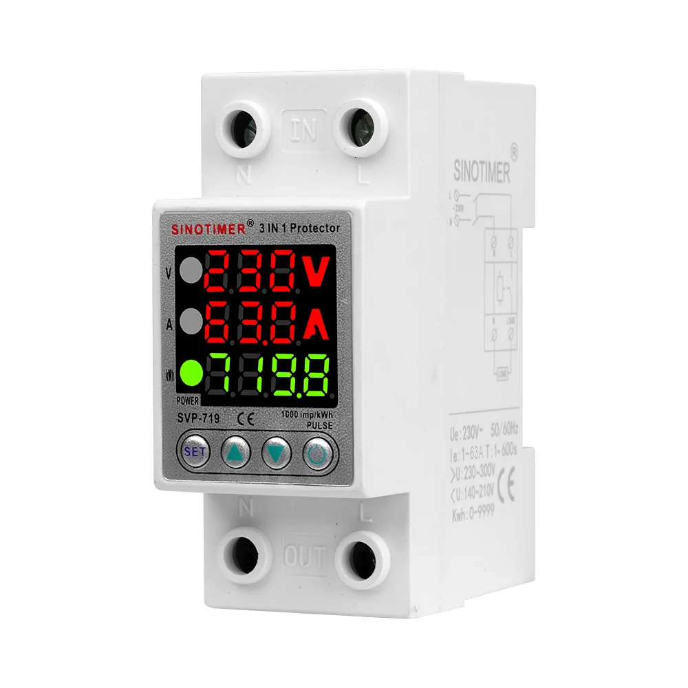 220V 40A/63A Adjust Voltage Relay Over Under Voltage Protector Over Current Limit Wattm KWH Energy Meter Power Charge Display
220V 40A/63A Adjust Voltage Relay Over Under Voltage Protector Over Current Limit Wattm KWH Energy Meter Power Charge Display