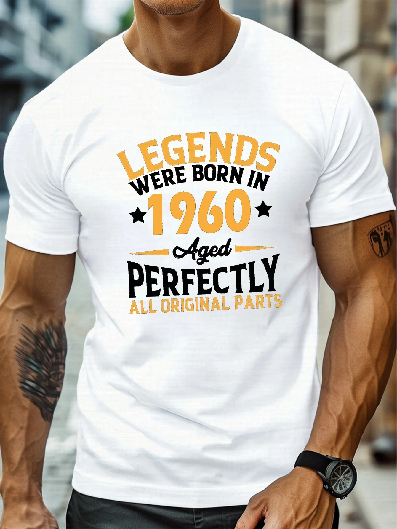 Legend Were Born In 1960. Мужская футболка с круглым вырезом с винтажным рисунком — 50% хлопок
Legend Were Born In 1960. Мужская футболка с круглым вырезом с винтажным рисунком — 50% хлопок