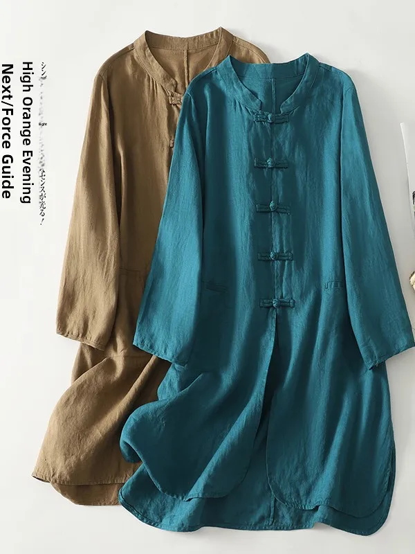 Ретро-льняная накидка на пуговицах в стиле дзен, свободного кроя, художественная, универсальная, с рукавом три четверти, средней длины, для женщин
Ретро-льняная накидка на пуговицах в стиле дзен, свободного кроя, художественная, универсальная, с рукавом три четверти, средней длины, для женщин