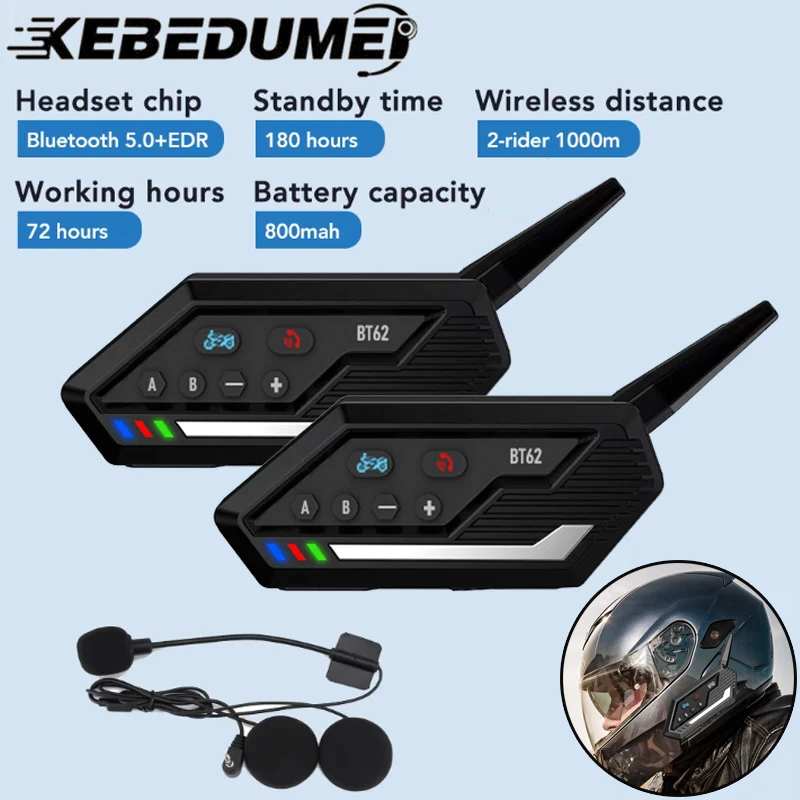 Kebidumei Motorcycle Helmet Bluetooth Intercom Headset Wireless Hands-free Waterproof 800m Intercomunicador Speaker Earphone
Kebidumei Motorcycle Helmet Bluetooth Intercom Headset Wireless Hands-free Waterproof 800m Intercomunicador Speaker Earphone