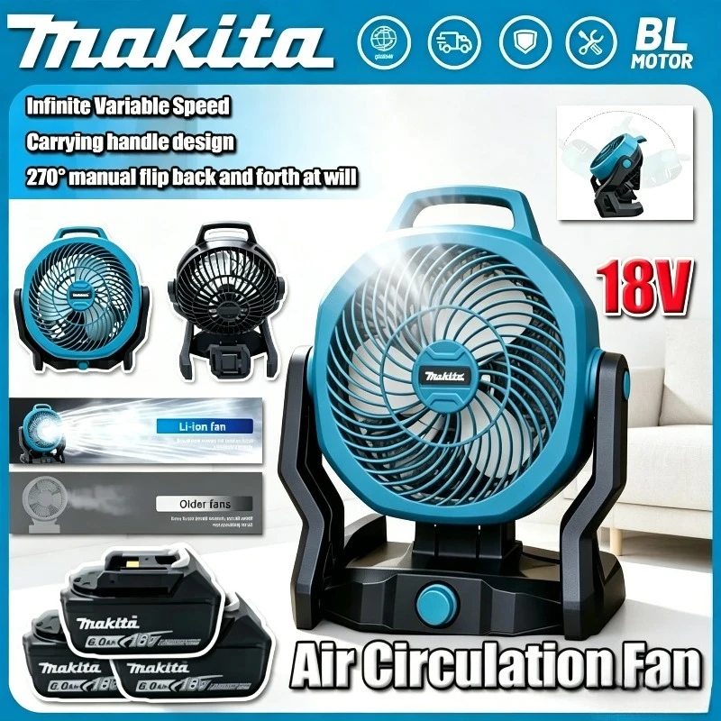 Makita Wireless Strong Wind Outdoor Fan Power Tools Portable Camping Fishing Desktop Metal Fan for Makita 18V Battery
Makita Wireless Strong Wind Outdoor Fan Power Tools Portable Camping Fishing Desktop Metal Fan for Makita 18V Battery