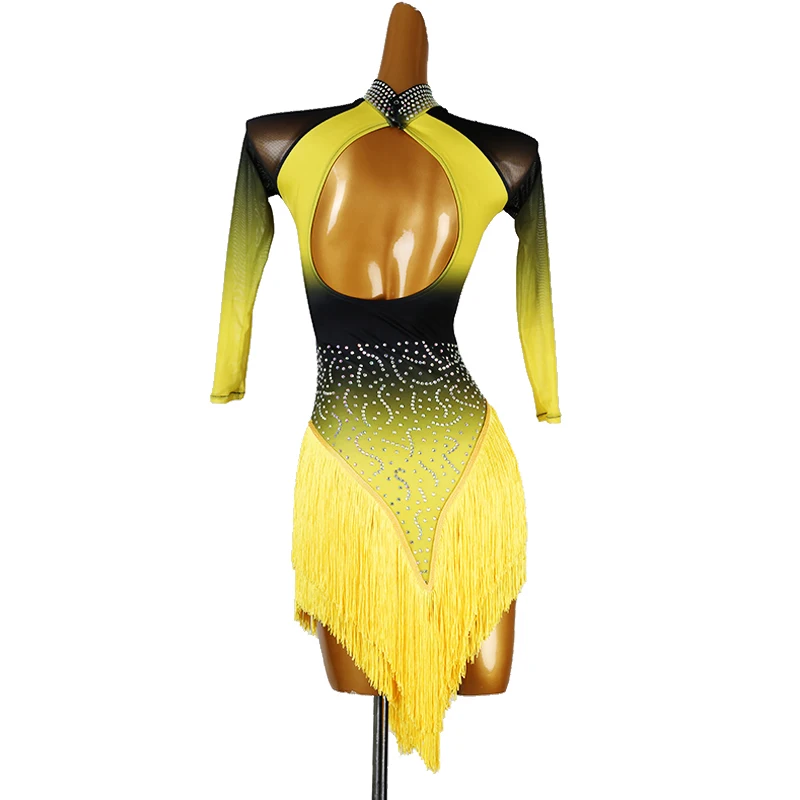 2025 New Latin Dance Costume Rhinestone Women's High-end Custom Gradient Tassel Yellow Samba Performance Dress
2025 New Latin Dance Costume Rhinestone Women's High-end Custom Gradient Tassel Yellow Samba Performance Dress