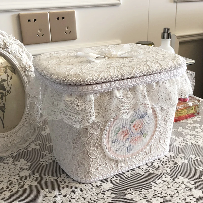 Korean Lace Storage Box with Lid Retro Handmade Embroidery Pearl Cosmetic Storage Box Desktop Storage Organizer Home Decoration
Korean Lace Storage Box with Lid Retro Handmade Embroidery Pearl Cosmetic Storage Box Desktop Storage Organizer Home Decoration