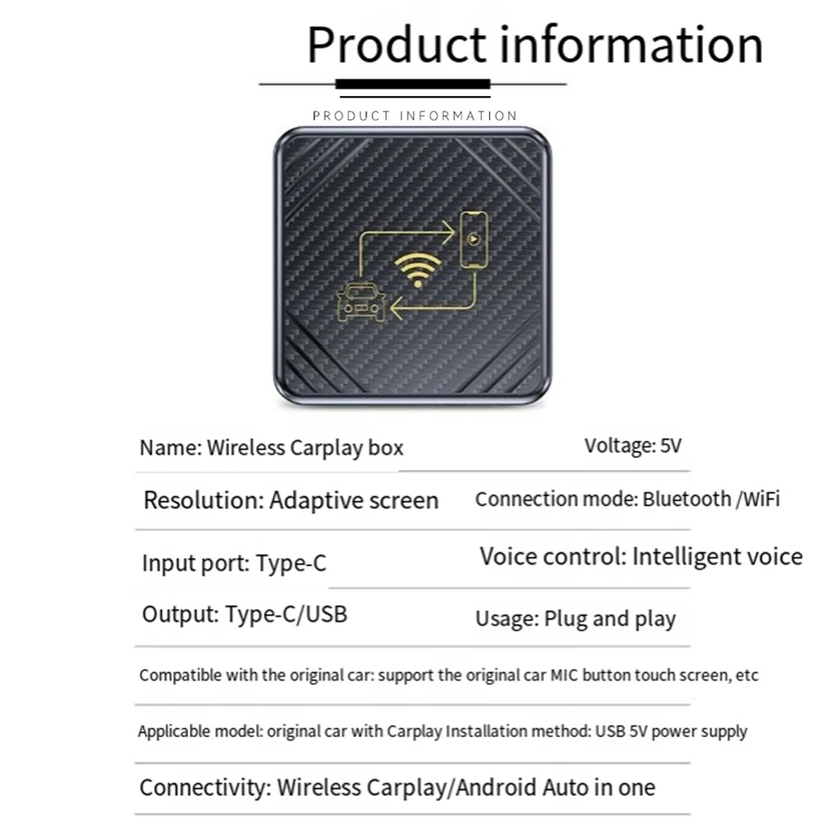 Durable 2 in 1 Wireless Carplay Android Adapter Car Adapter Wireless Adapter Seamlessly Convert Wired Android Auto to Wireless A
Durable 2 in 1 Wireless Carplay Android Adapter Car Adapter Wireless Adapter Seamlessly Convert Wired Android Auto to Wireless A