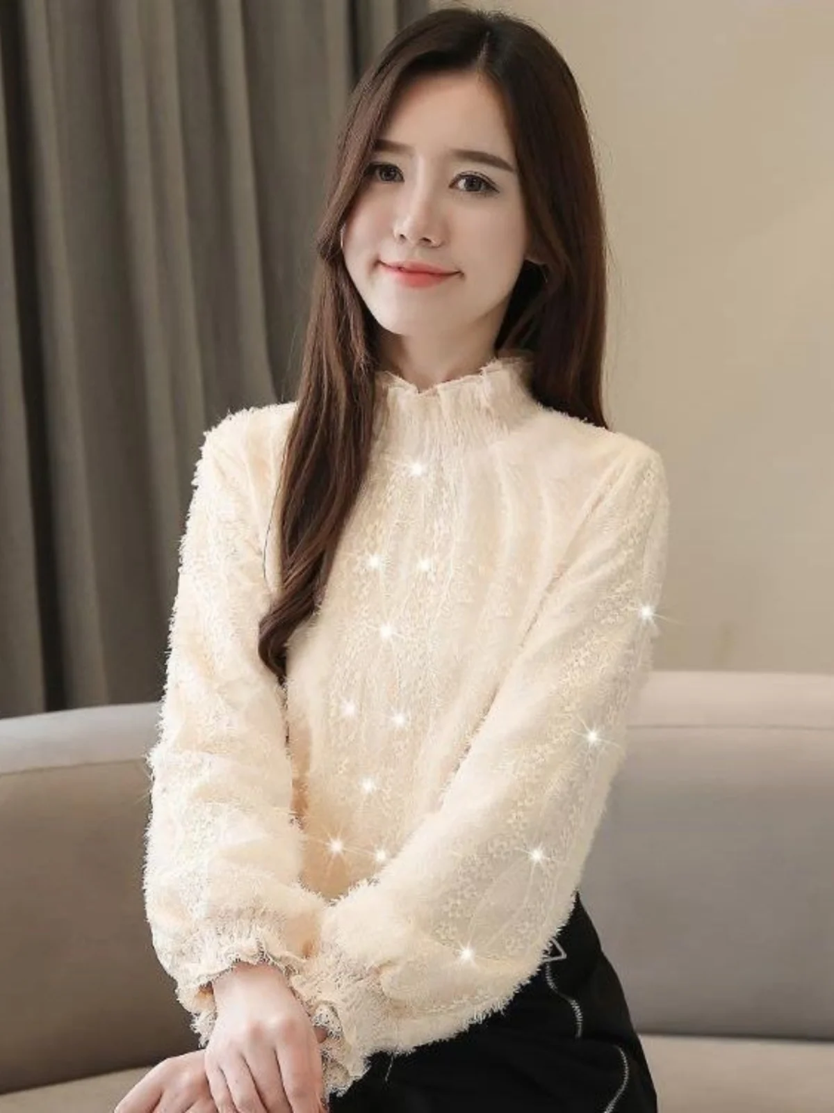 Autumn Winter 2023 Faion Thiened Floing Chiffon irt Women's Lace Innerwear Long Sve High Collar Polyester Fiber
Autumn Winter 2023 Faion Thiened Floing Chiffon irt Women's Lace Innerwear Long Sve High Collar Polyester Fiber