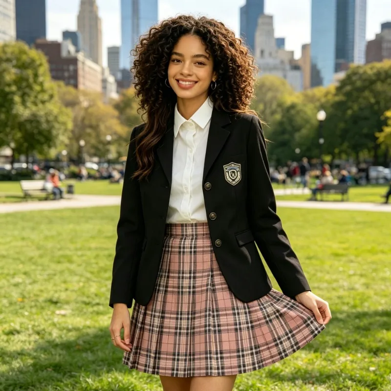 New Honzo Junior Three Button College Style Suit Set, Badge Suit Paired with Plaid Pleated Short Skirt, Full Uniform Set
New Honzo Junior Three Button College Style Suit Set, Badge Suit Paired with Plaid Pleated Short Skirt, Full Uniform Set