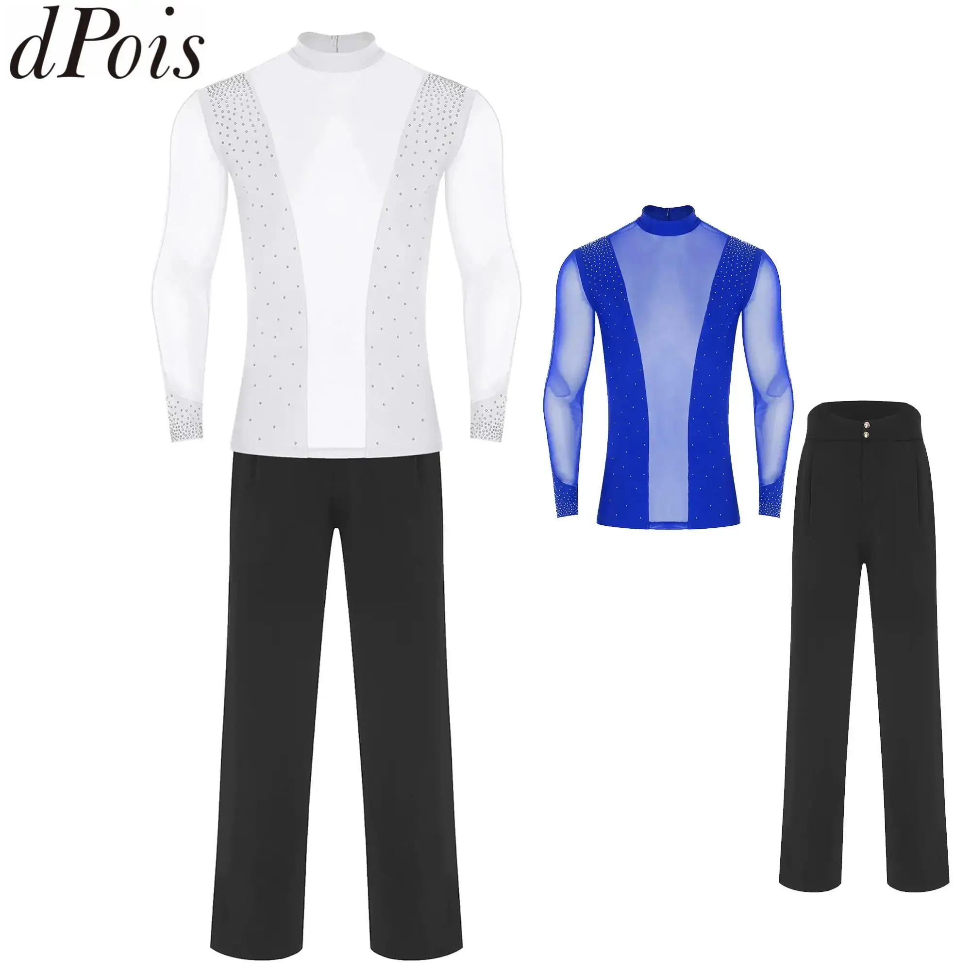 Мужские костюмы для современного танца, танцевальная одежда для латинского катания на коньках, чача, сетчатая рубашка с длинными рукавами и стразами, комплект из топа и брюк с высокой талией
Мужские костюмы для современного танца, танцевальная одежда для латинского катания на коньках, чача, сетчатая рубашка с длинными рукавами и стразами, комплект из топа и брюк с высокой талией