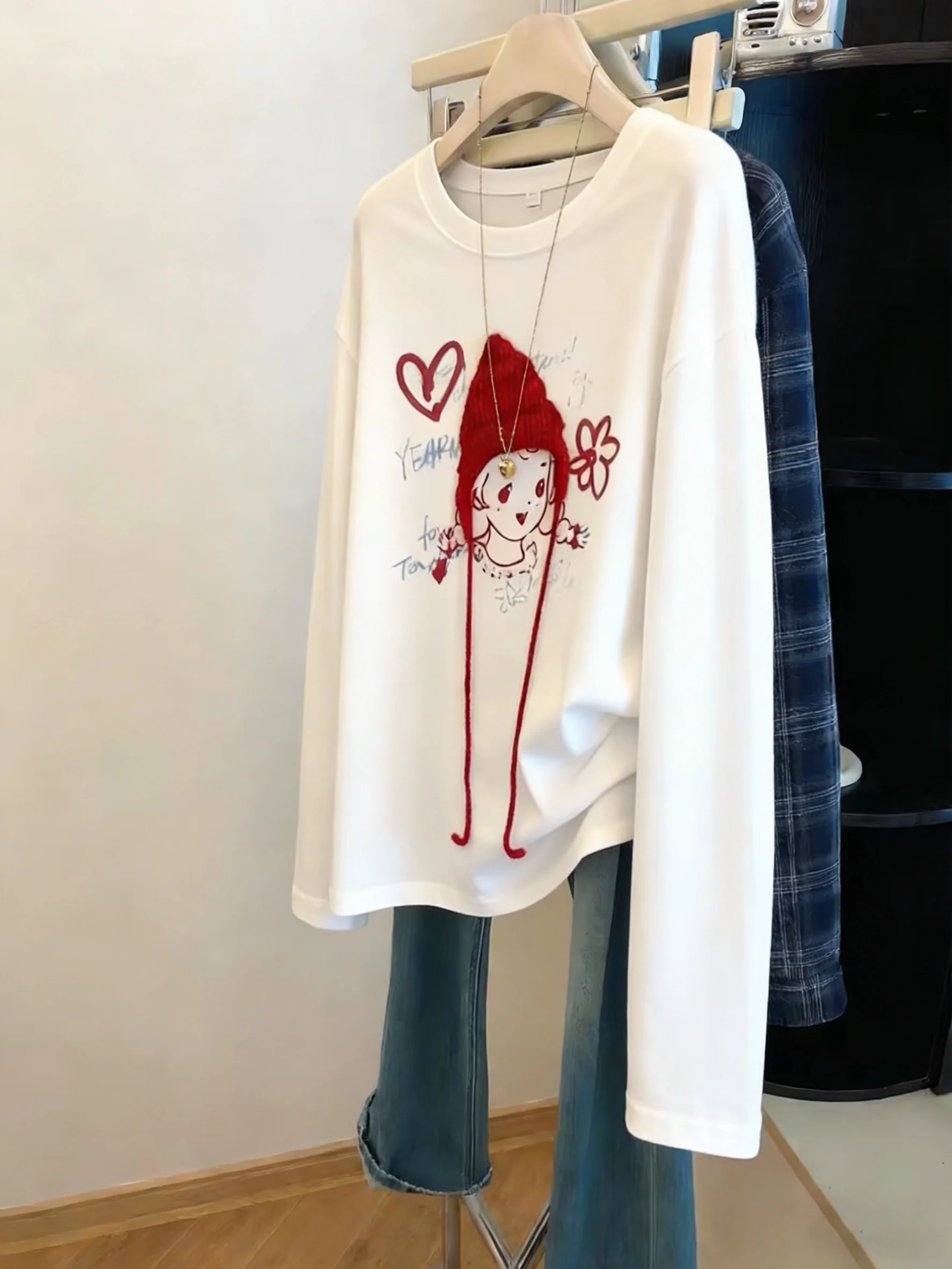 Женская футболка American Sle Long Sve Red Hat с мультяшным принтом, винтажный топ в стиле High Street, из полиэфирного волокна
Женская футболка American Sle Long Sve Red Hat с мультяшным принтом, винтажный топ в стиле High Street, из полиэфирного волокна