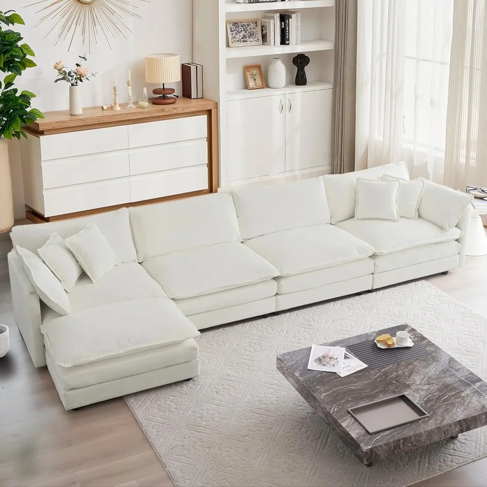 Modular Sectional Sofa, 146.5 Inch L Shaped Couch Set for Living Room, 4-Seater Comfy Cloud Couches with Movable Ottoman, DIY C
Modular Sectional Sofa, 146.5 Inch L Shaped Couch Set for Living Room, 4-Seater Comfy Cloud Couches with Movable Ottoman, DIY C