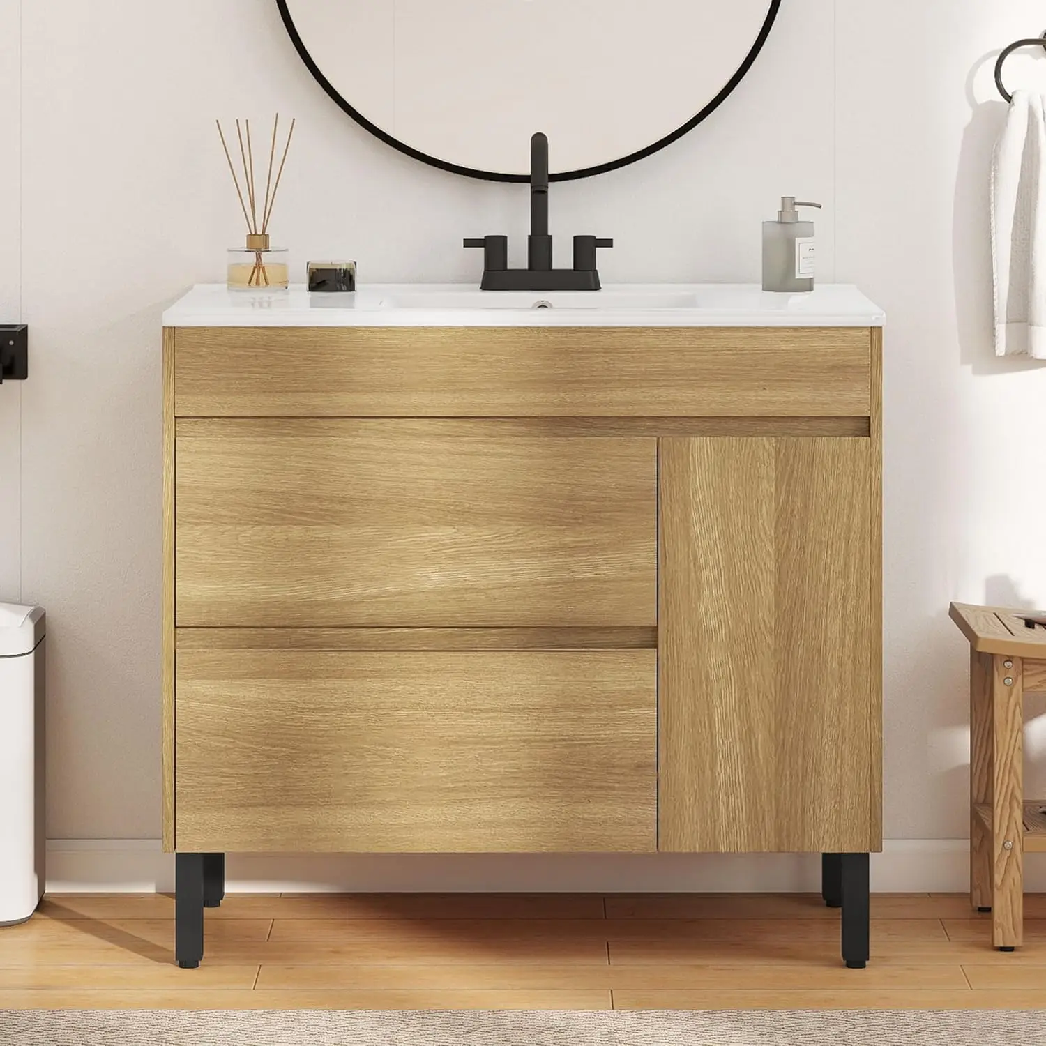 36 Inch Bathroom Vanity with Ceramic Sink, Bathroom Cabinet Vanity for Media Space, Freestanding Storage Bathroom, Customized
36 Inch Bathroom Vanity with Ceramic Sink, Bathroom Cabinet Vanity for Media Space, Freestanding Storage Bathroom, Customized