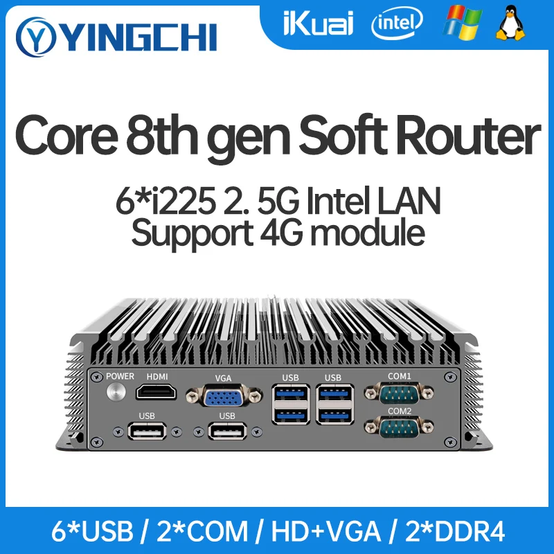 YINGCHI мягкий маршрутизатор Intel Core i3 8145U i5 8265U J4125 безвентиляторный мини-ПК 4/6X2.5G LAN HD и VGA порты брандмауэр устройство
YINGCHI мягкий маршрутизатор Intel Core i3 8145U i5 8265U J4125 безвентиляторный мини-ПК 4/6X2.5G LAN HD и VGA порты брандмауэр устройство