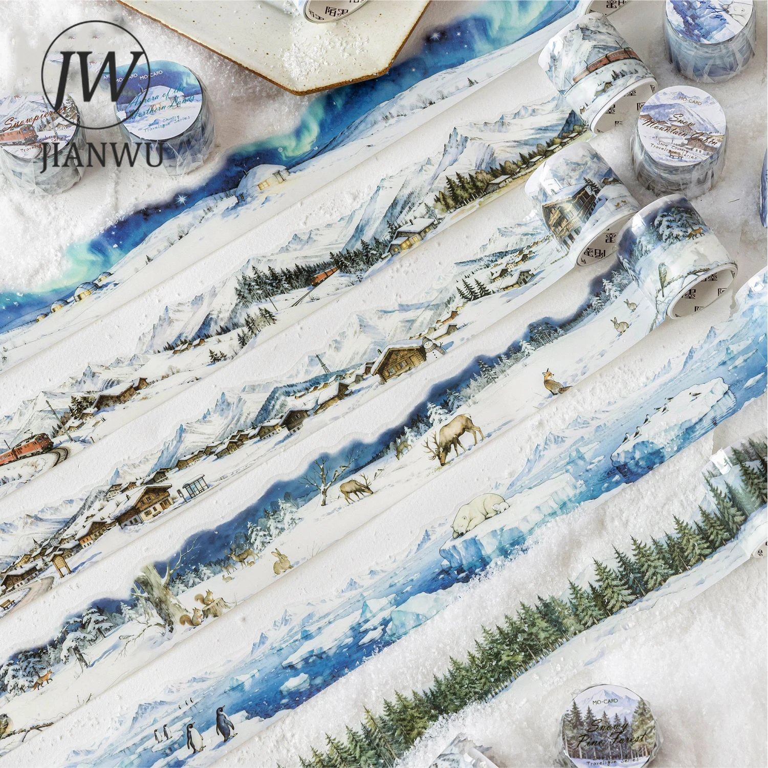 JIANWU Snow Country Chronicles Series Vintage Mountain Forest Landscape Material Collage PET Tape Creative Journal Stationery
JIANWU Snow Country Chronicles Series Vintage Mountain Forest Landscape Material Collage PET Tape Creative Journal Stationery