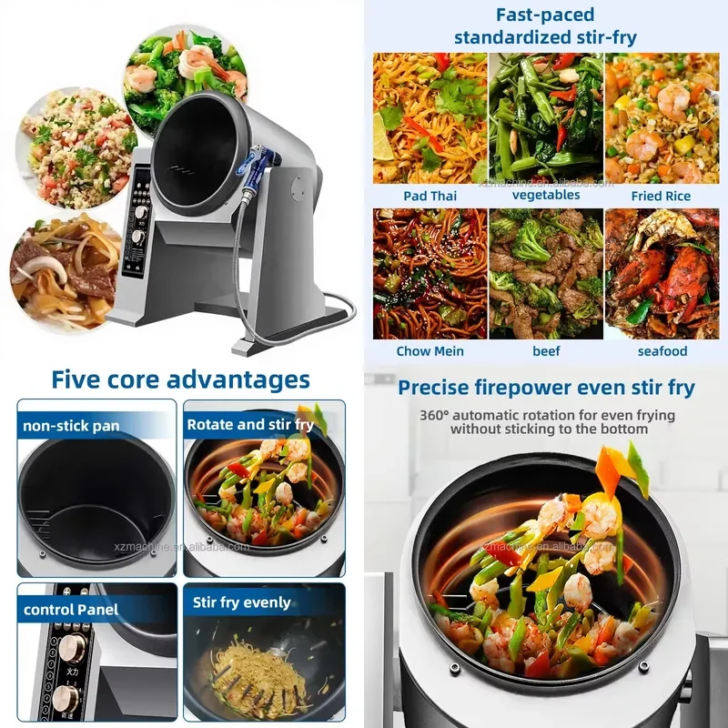 2026 Stainless Steel 5kw Electric Automatic Stir Fry & Fried Rice Cooker Machine 6L/12L for Restaurant Kitchen