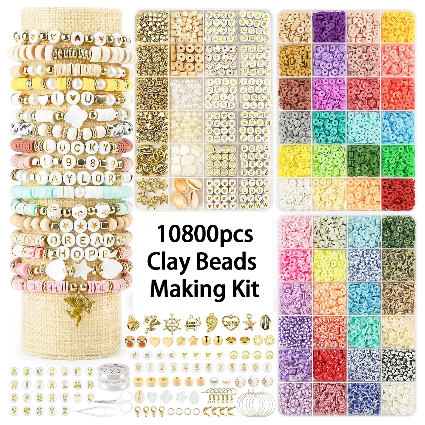 Clay Beads 3 Boxes Bracelet Jewelry Making Kit 10800pcs Letter Beads Friendship Bracelets DIY Arts Crafts Gifts Girls Adults
Clay Beads 3 Boxes Bracelet Jewelry Making Kit 10800pcs Letter Beads Friendship Bracelets DIY Arts Crafts Gifts Girls Adults