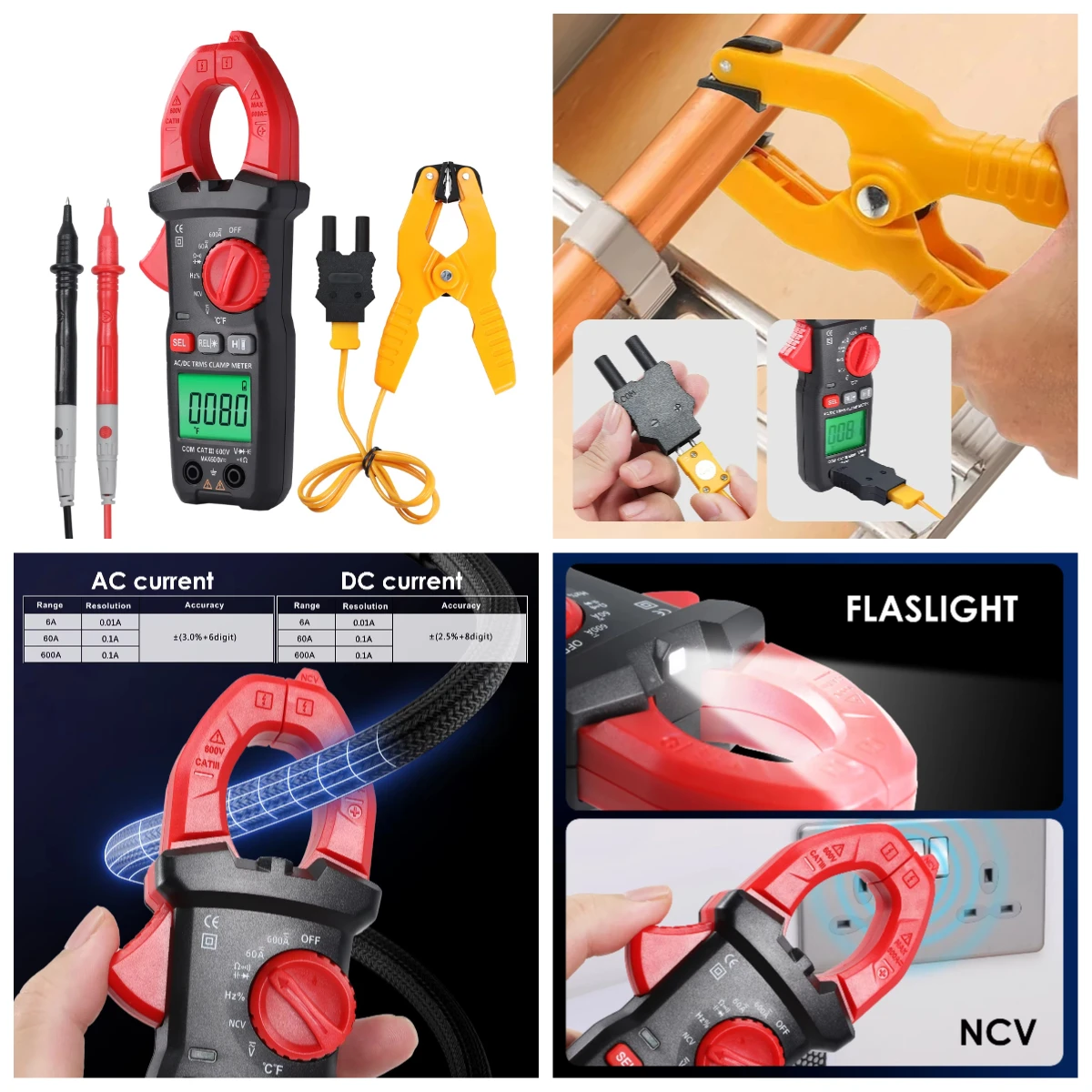 High Performance AC DC Clamp Meter Non-Contact Current Clamp Multimeter for Electricians HVAC Technicians DIY Use
High Performance AC DC Clamp Meter Non-Contact Current Clamp Multimeter for Electricians HVAC Technicians DIY Use