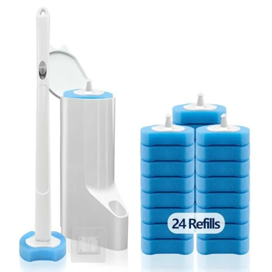 Disposable Toilet Brush with 24 Refills, Toilet Bowl Wand Starter Kit-Wand, Caddyand24 Toilet Brush Refills, Wall-Mounted Toile
Disposable Toilet Brush with 24 Refills, Toilet Bowl Wand Starter Kit-Wand, Caddyand24 Toilet Brush Refills, Wall-Mounted Toile