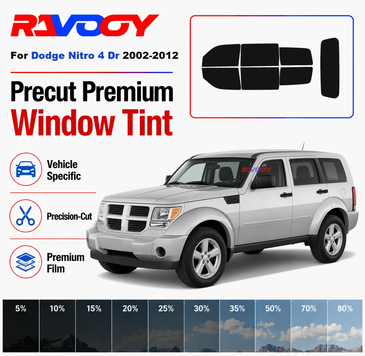 Premium Precut Window Tint Kit Front Rear Windows Rear Windshield For Dodge Nitro 4 Dr 2002-2012 Complete Set Nano Ceramic Film
Premium Precut Window Tint Kit Front Rear Windows Rear Windshield For Dodge Nitro 4 Dr 2002-2012 Complete Set Nano Ceramic Film