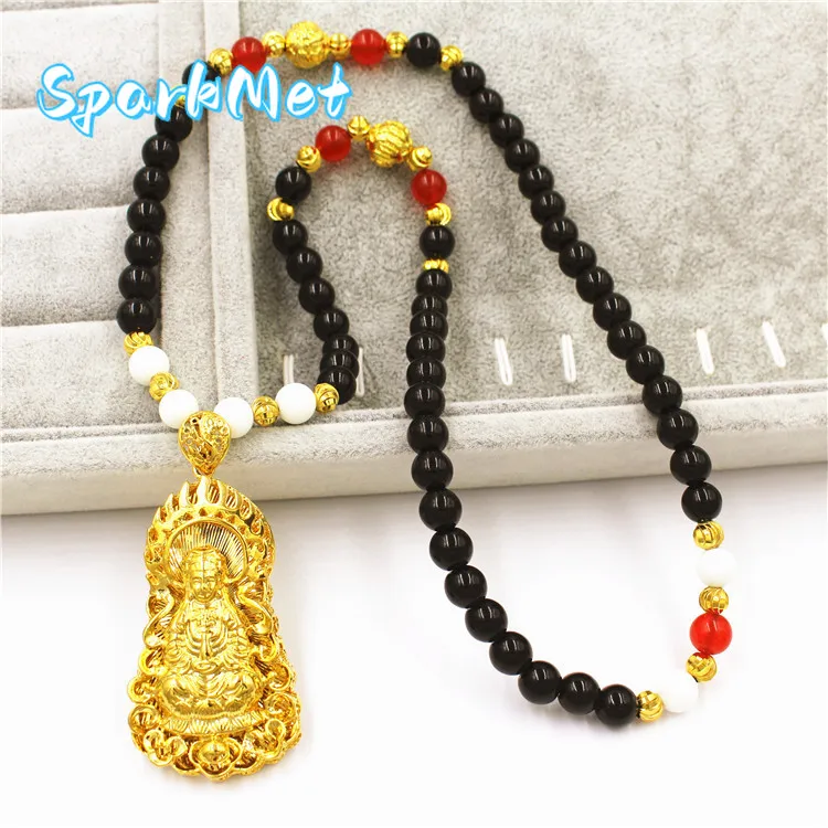 Sparkmet Domineering luxury versatile luck 9999 24K Real Gold Buddhist bead obsidian men's pendant necklace thick gold fashion
Sparkmet Domineering luxury versatile luck 9999 24K Real Gold Buddhist bead obsidian men's pendant necklace thick gold fashion