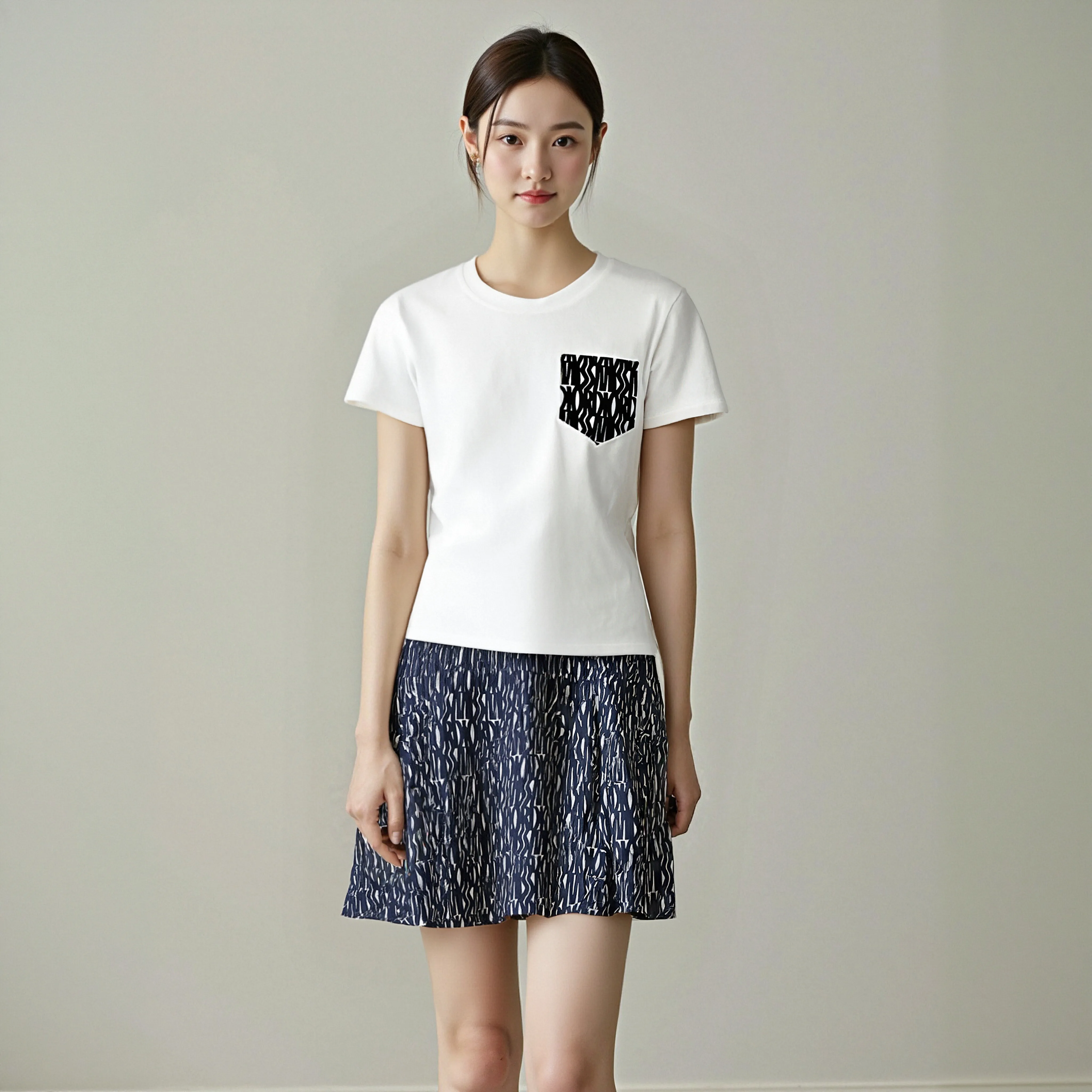 Женская модная жаккардовая футболка с надписью и плиссированная юбка, комплект из двух предметов из чистого хлопка для похудения, уменьшающий возраст
Женская модная жаккардовая футболка с надписью и плиссированная юбка, комплект из двух предметов из чистого хлопка для похудения, уменьшающий возраст