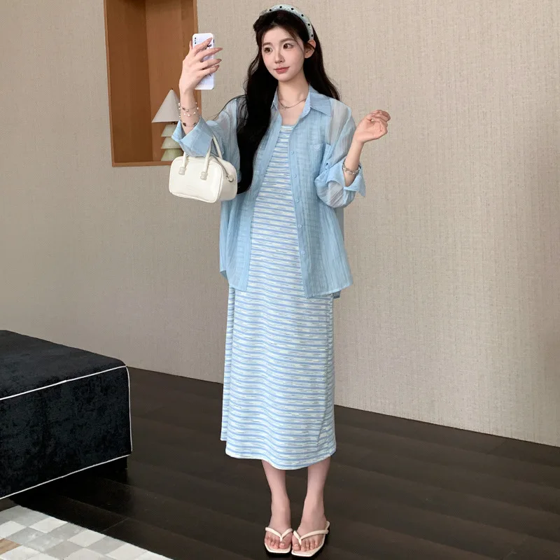 Maternity Suit Summer Minimalist Casual Striped Sleeveless Long Dress and Sun Protection Shirt for Pregnant Women 2026
Maternity Suit Summer Minimalist Casual Striped Sleeveless Long Dress and Sun Protection Shirt for Pregnant Women 2026
