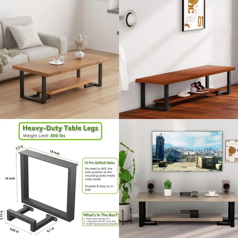 Sturdy Square Metal Coffee Table Legs, 16H x 18W, Set of 2 for Heavy-Duty Bench & DIY Side Tables
Sturdy Square Metal Coffee Table Legs, 16H x 18W, Set of 2 for Heavy-Duty Bench & DIY Side Tables