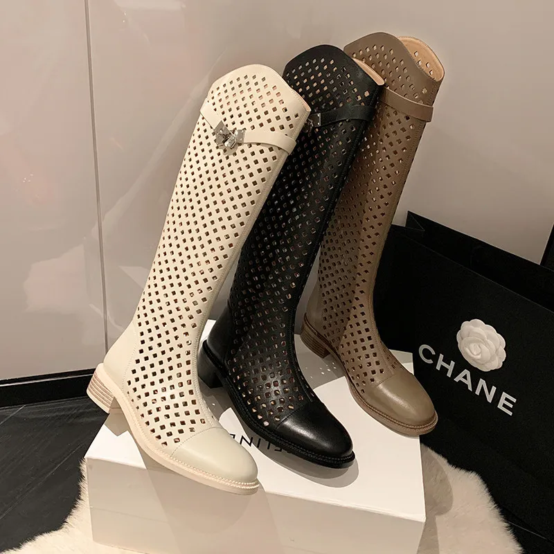MKKHOU Fashion Knee length Boots Women's New High Quality Genuine Leather Hollow Mesh Boots Modern Summer Mid length High Boots
MKKHOU Fashion Knee length Boots Women's New High Quality Genuine Leather Hollow Mesh Boots Modern Summer Mid length High Boots