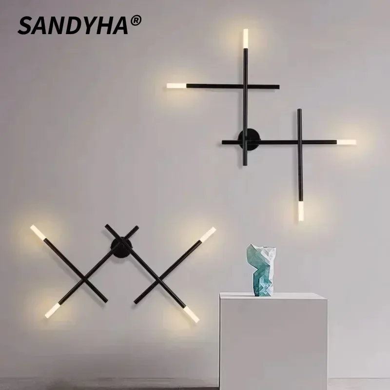 SANDYHA Modern Copper Art Wall Lamp Creative Cross Shaped Lampshade Design LED Light Living Room Dining Table Lighting Fixtures
SANDYHA Modern Copper Art Wall Lamp Creative Cross Shaped Lampshade Design LED Light Living Room Dining Table Lighting Fixtures