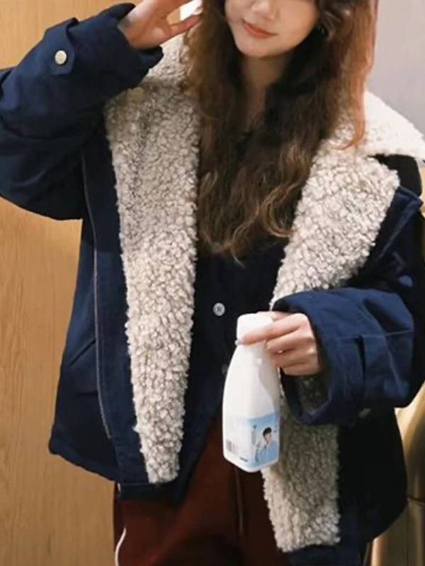 Korean Sle Double-Sided Wear Lamb Fur Splicing Cotton Jaet Women's Winter Small Size Thi Warm Cotton Coat Trendy
Korean Sle Double-Sided Wear Lamb Fur Splicing Cotton Jaet Women's Winter Small Size Thi Warm Cotton Coat Trendy